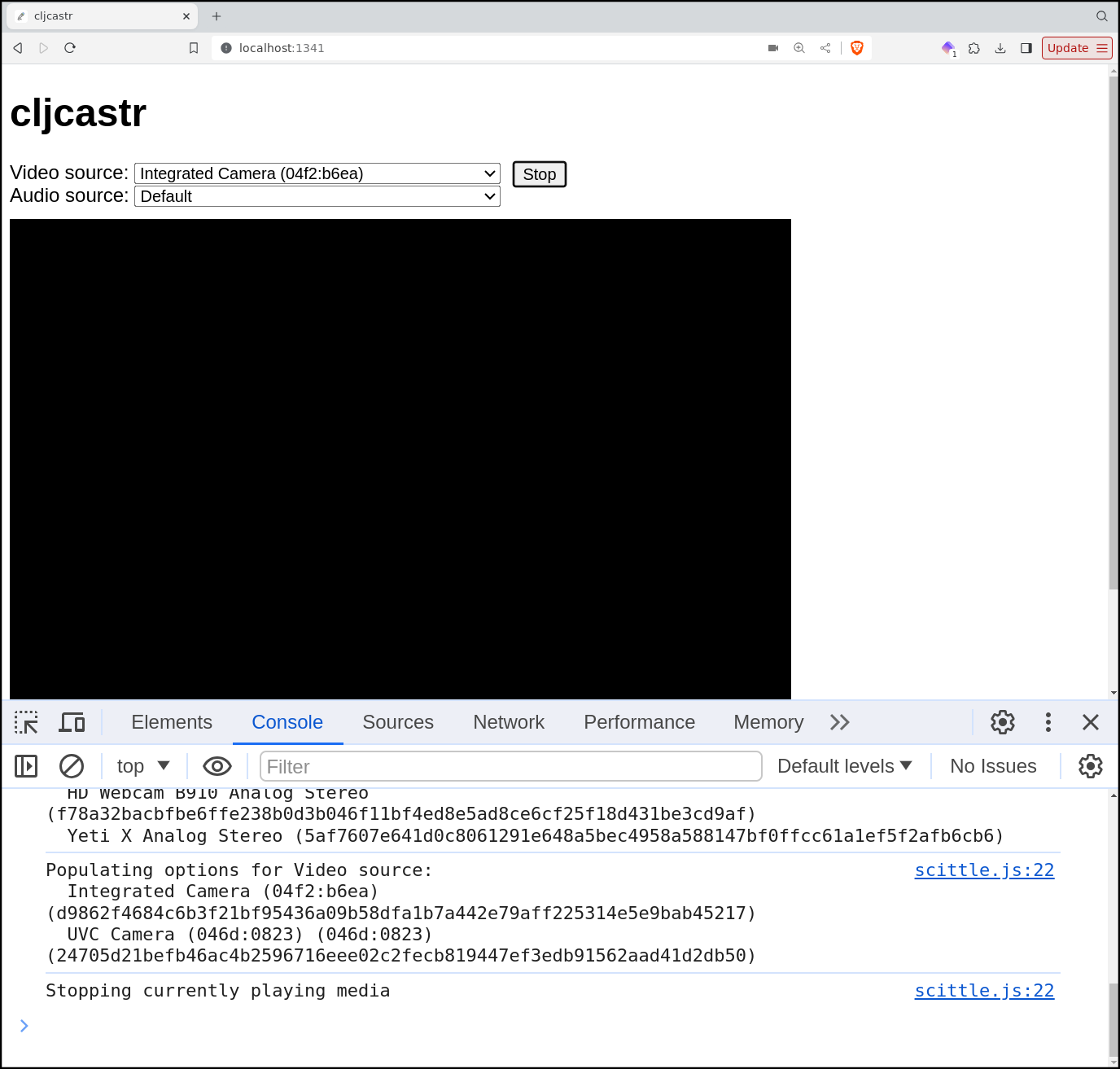 Screenshot of a browser window showing a black video screen