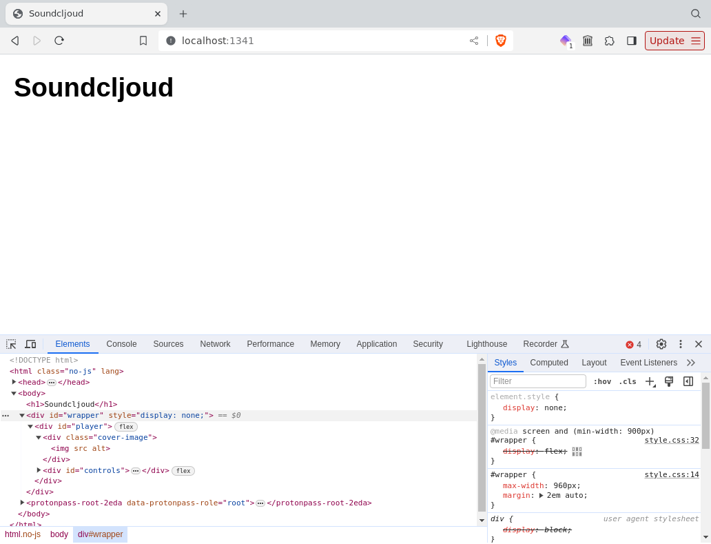 Screenshot of a web browser window saying Soundcljoud